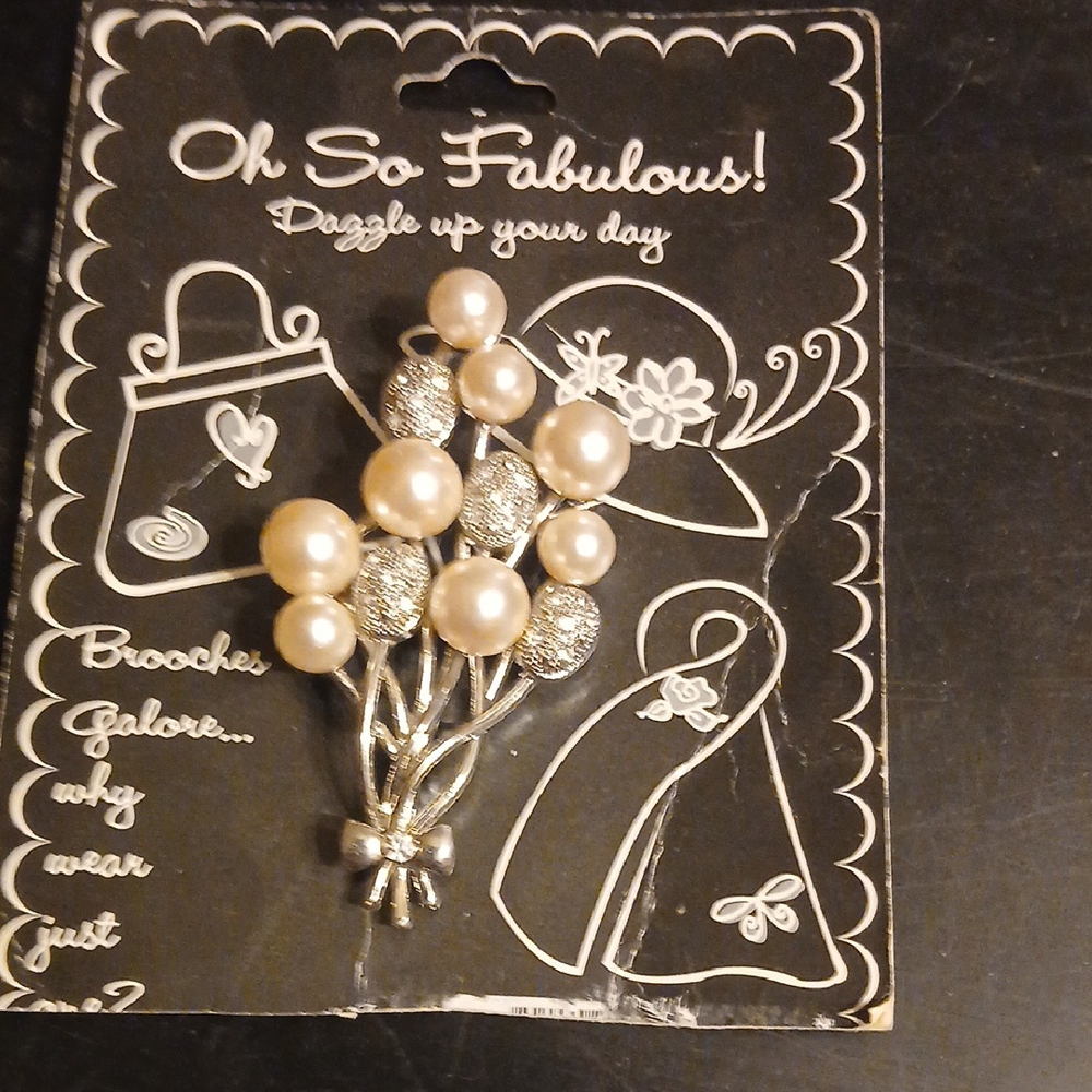 Silver and Pearl Brooch